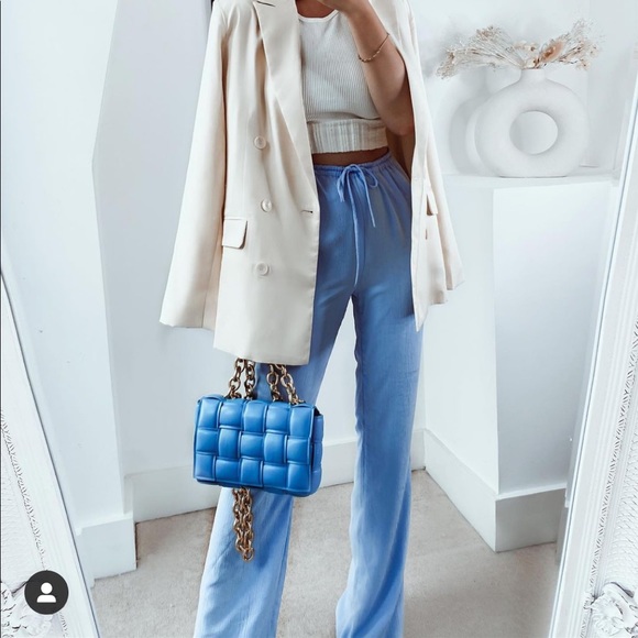 New Zara Sheep Leather Crossbody Bag Blue - Picture 15 of 16